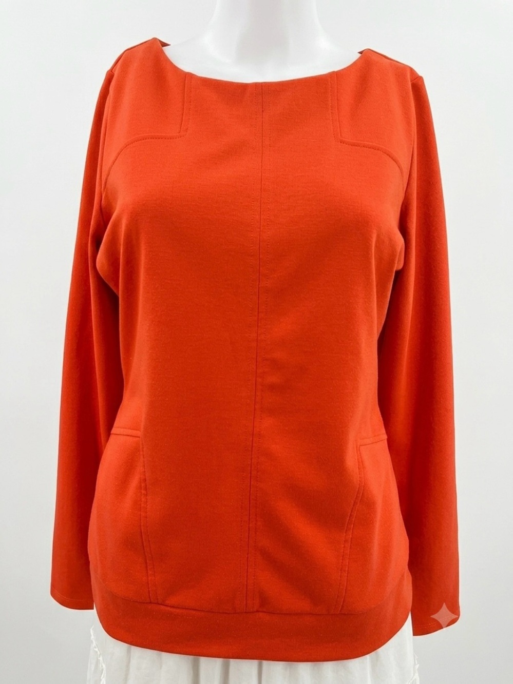 Evolution by Cyrus Long Sleeve Blouse Top Red Orange Sz M⁠ Office Tailored Cozy